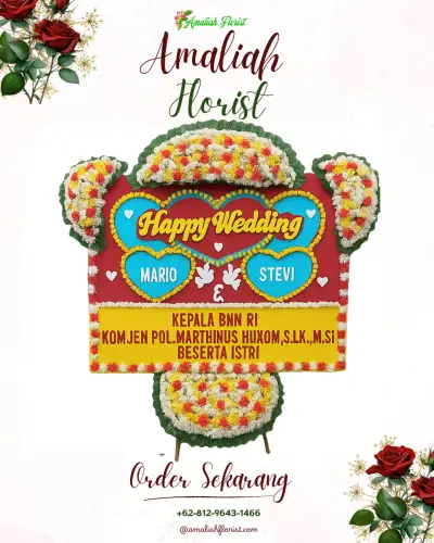 Karangan Papan Bunga Pernikahan di Kotamobagu